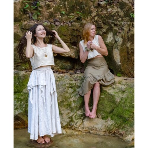 Cotton top and long and short Skirt set