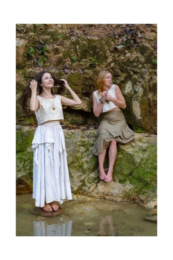 Cotton top and long and short Skirt set