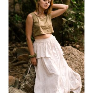 Cotton Blouse & Cream skirt