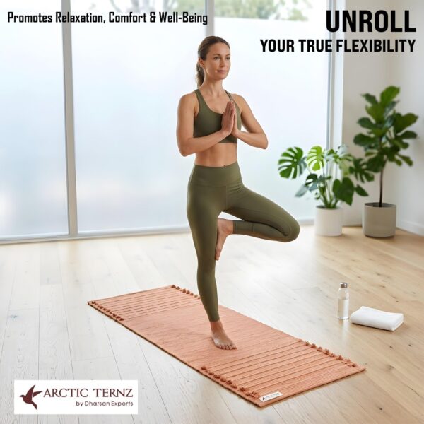 Handmade cotton Yoga Mat natural Multicolor