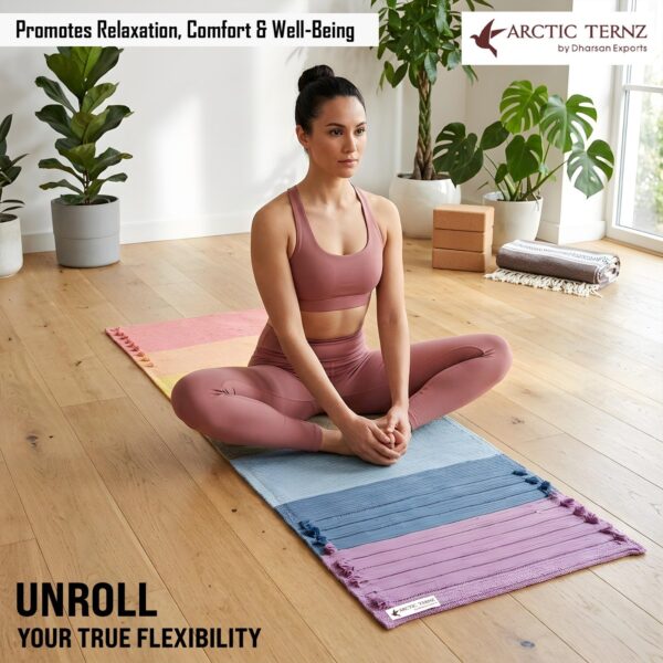Handmade cotton Yoga Mat natural Multicolor